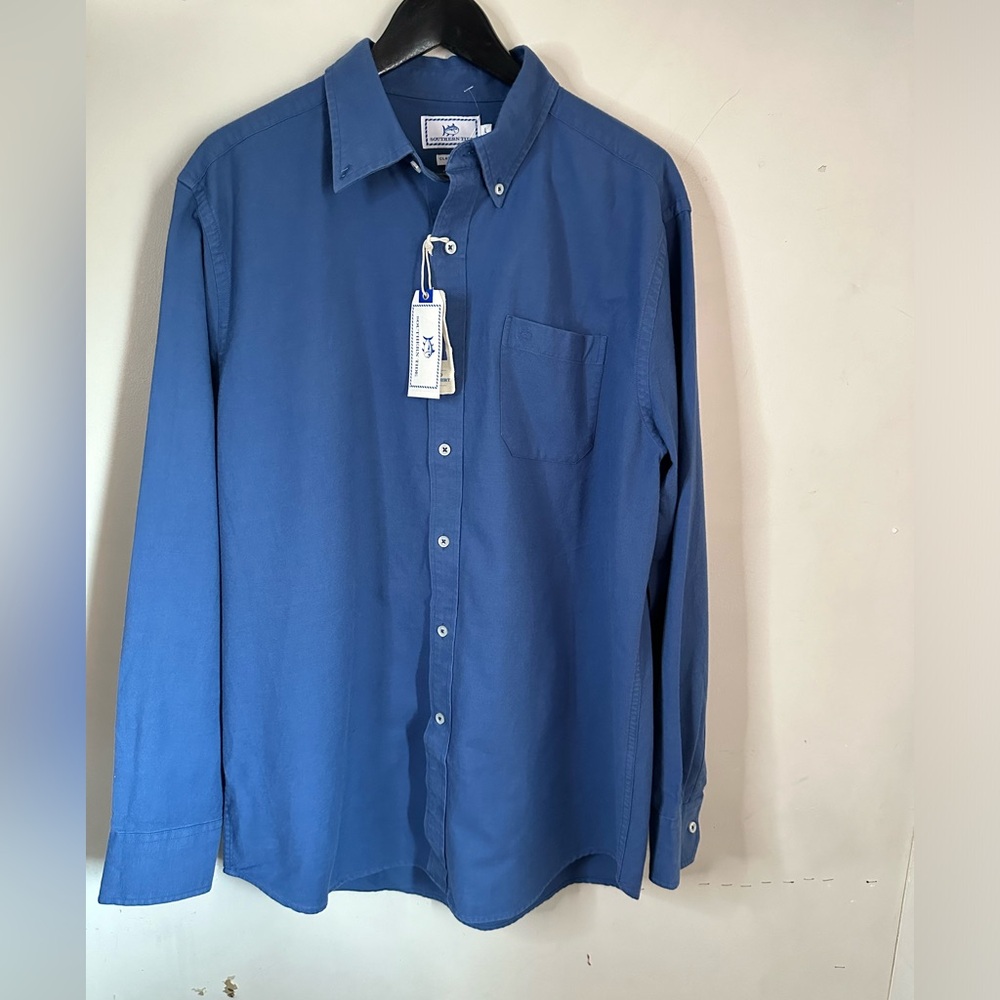 Southern Tide Seven Seas Blue Classic Fit Washed Oxford Shirt Long Sleeve Men L